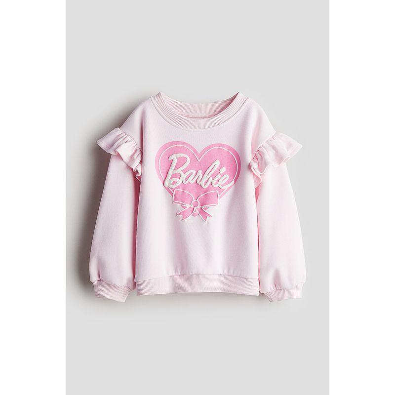 

HM Children s Clothing Girl Sweatshirt Autumn Comfortable Long Sleeve Thermal round-Neck Frill Print Pullover 1246272 Light pink/Barbie 110/56(3-4Y)