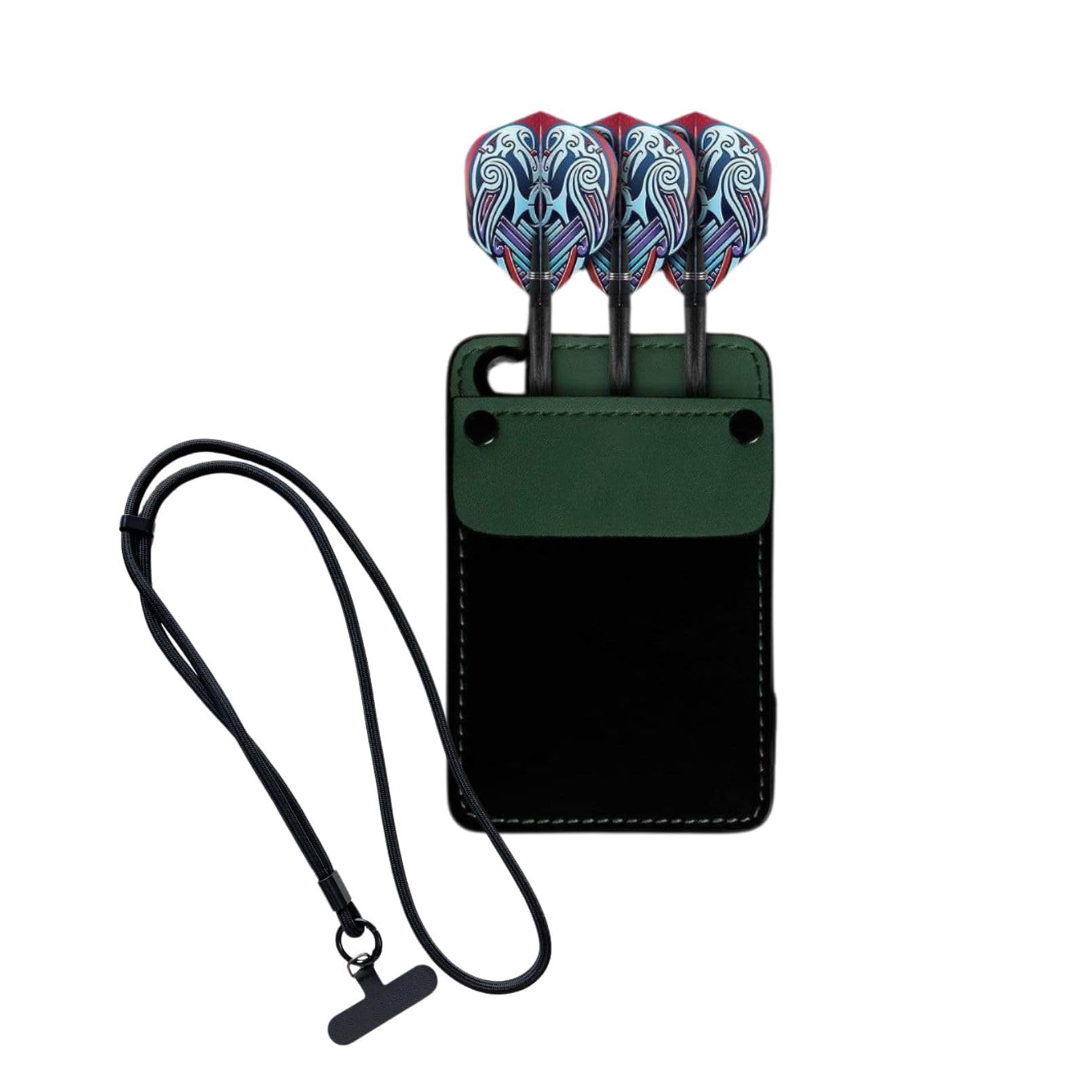 Кейс для дротиков Chandini Neck Dart, Держатель для дротиков, Сумка для хранения с ремешком, Портативный, Вмещает несколько дротиков, Искусственная кожа, Компактный, Легкий, Стильный, Зеленый