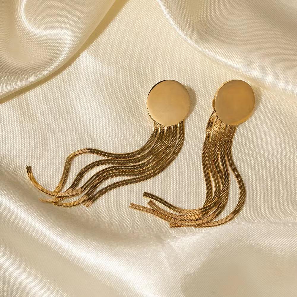 316L Stainless Steel Gold Color Tassel Earrings For Women Fashion Trendy Ear Pendant  Party Wedding Gift