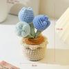 Creative Handmade Yarn Crochet Tulip Potted Plant Home Decoration Crafts Desktop Car Gift Shooting Props