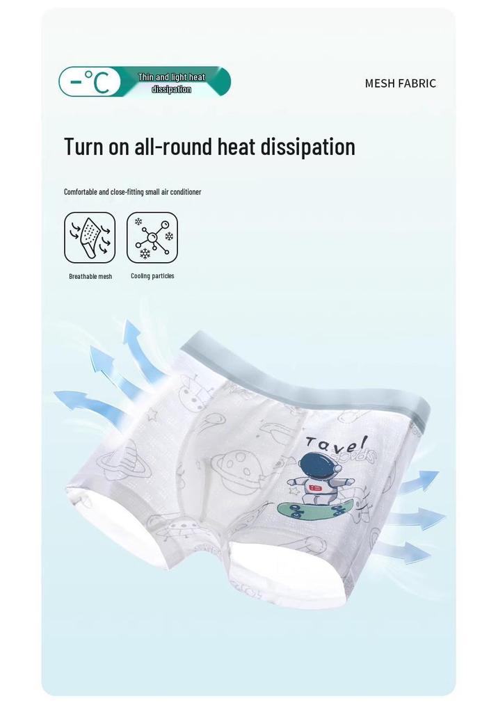 Summer Ice Silk Mesh Boys' Boxer Shorts - Cotton Blend for Babies & Kids