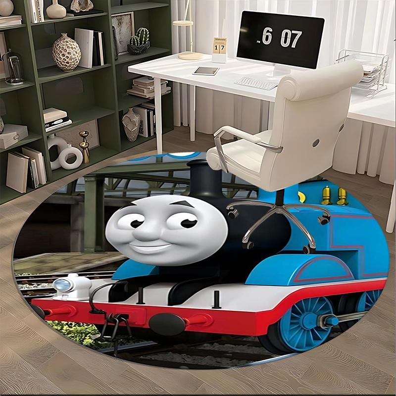 Thomas il Trenino, Tappetino Sedia Tappeto Rotondo Tappeto Ufficio, Lavabile in Lavatrice, Antiscivolo, Adatto per Soggiorni, Camere da Letto