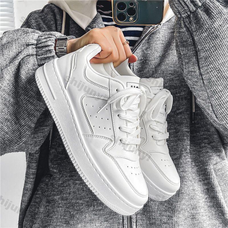 Fashion Men White Sneakers Autumn Fashion Breathable Outdoor Non Slip Running Shoes Comfortable Cross Tied Height Increase Casual Shoes