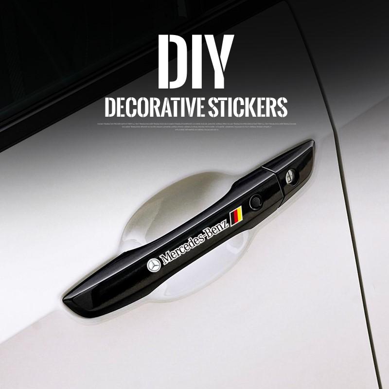 4Pcs Car Door Handle Stickers Body Vinyl Stickers Decals Accessories For Mercedes Benz AMG W204 C260 E300L A200L S400L GLA/S/E/C HV6