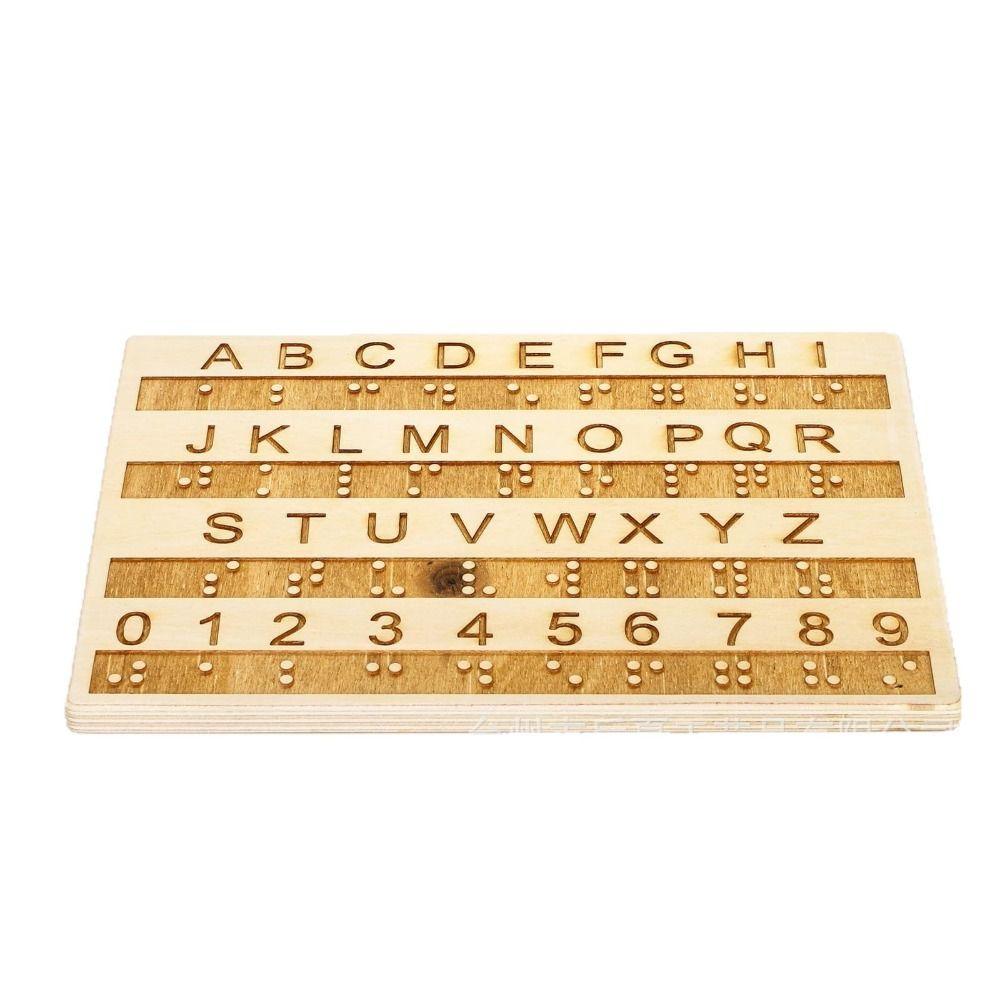 Thickened Braille Alphabet Board Wooden Tactile Letter Number Panel  Blind Children Learning