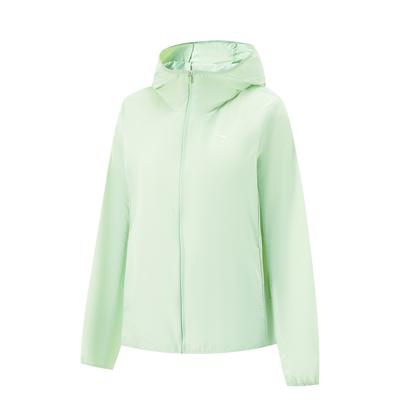 Li Ning Fitness Series Solid Color Zip-Up Hooded Comfortable Breathable Versatile Sports Jacket Women Jacket Sheep-Fat-Green AFDV154-3