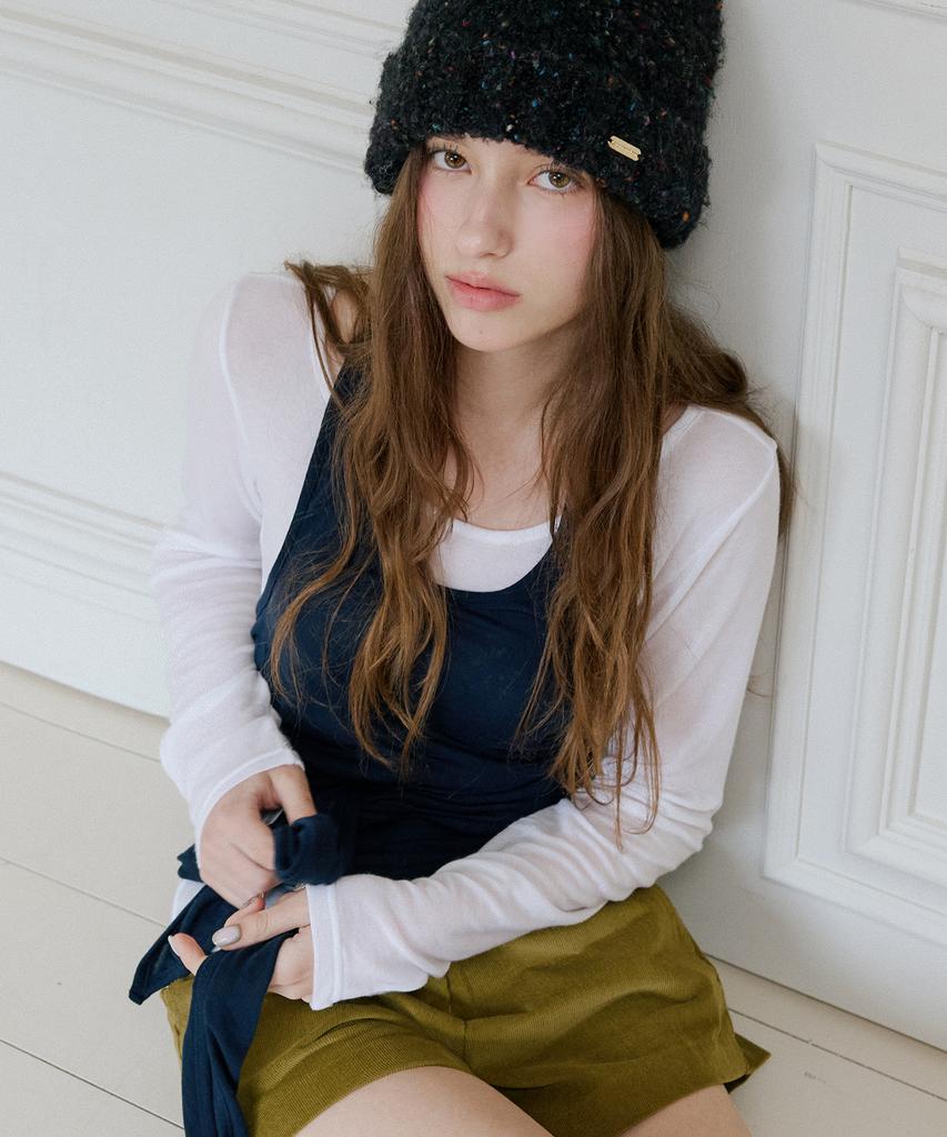LETTER FROM MOON Halterneck Layered Soft Top (Navy)