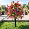 Artificial Violet Topiary Trees with Spike UV Resistant Faux Shrubs Bushes Spring Summer Fake Plants for Garden Porch Patio