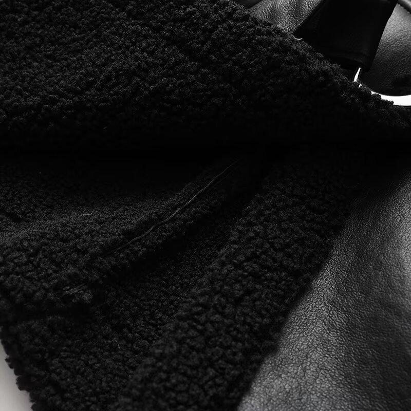 2024 Women's Fashion Shearling Coat: Versatile Solid Color, Square Neck, Belted Design for Winter