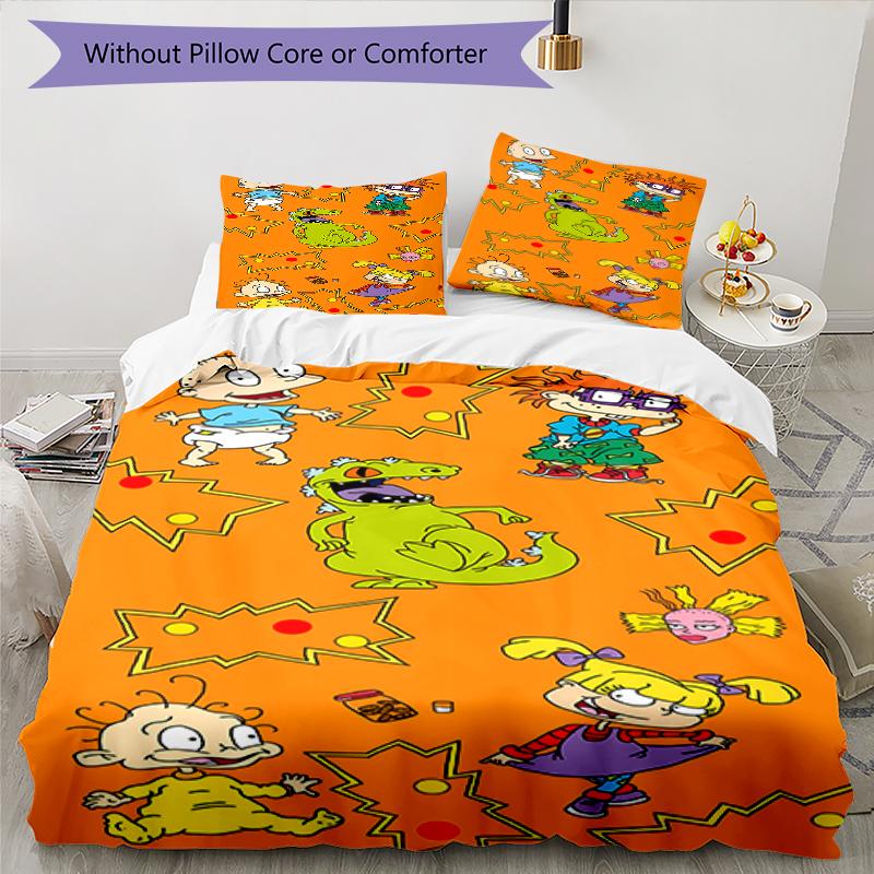 3pcs Rugrats Pattern Bedding Set Duvet Cover Set Includes Duvet Cover &pillowcases, Perfect All Season Bedroom Decoration & Gift