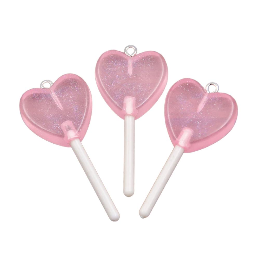 3 Pieces Unique Star Heart Circle Lollipop Pendant With Sturdy Resin Materials Coating for Everyday Casual Wear