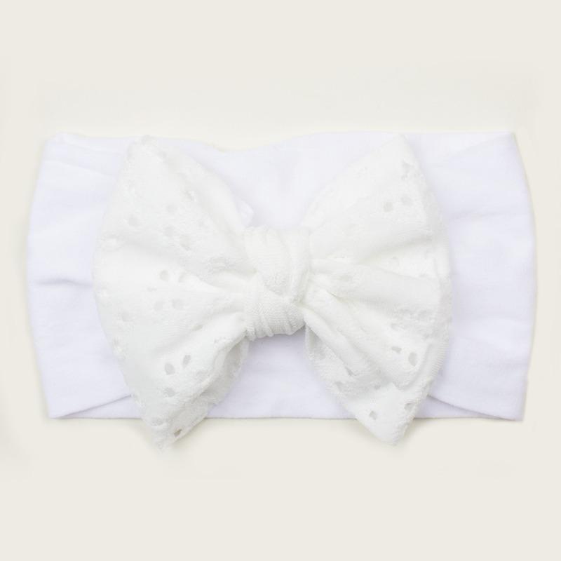 Spring thin baby bow nylon hair accessories, children's soft and comfortable solid color headscarf, baby headband