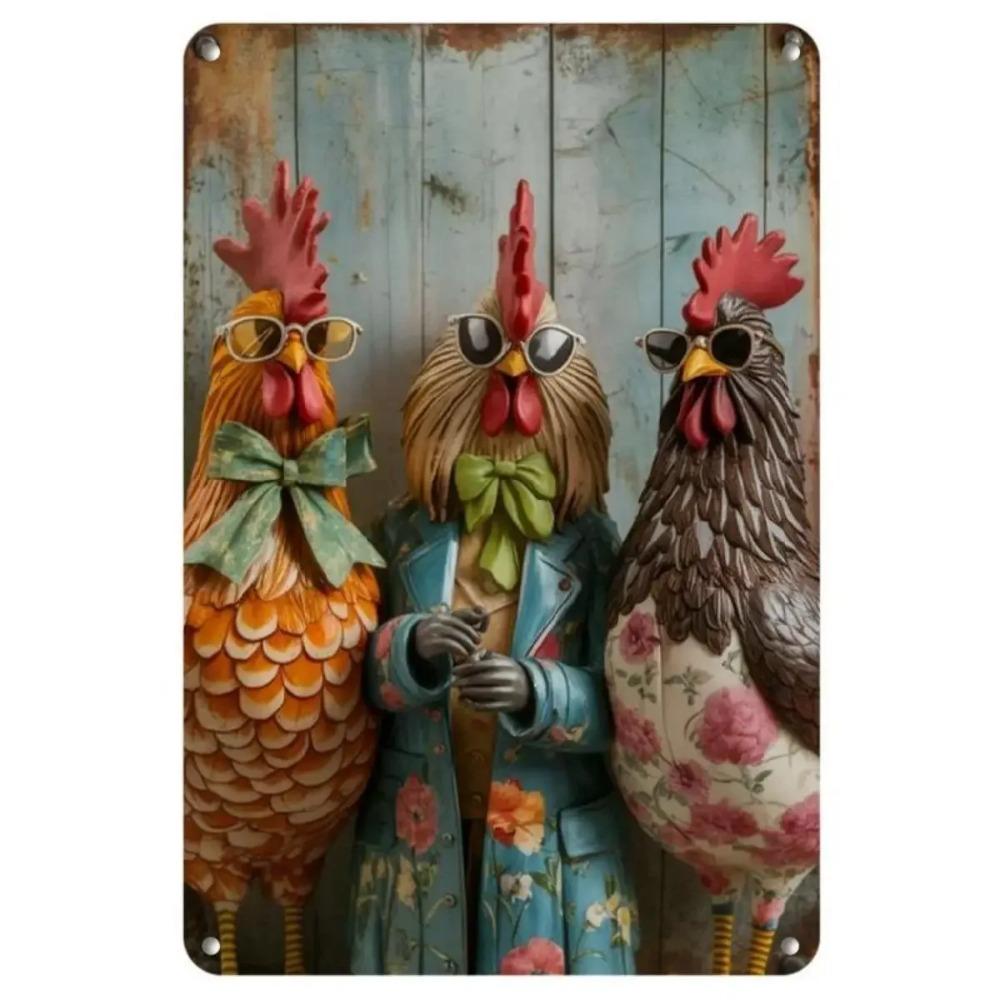 

OldProud Rooster Metal Sign 12x8 Inch Vintage Decor Wall Art Durable Rustic Tin Sign for Home Kitchen Bar Cafe 20x30cm