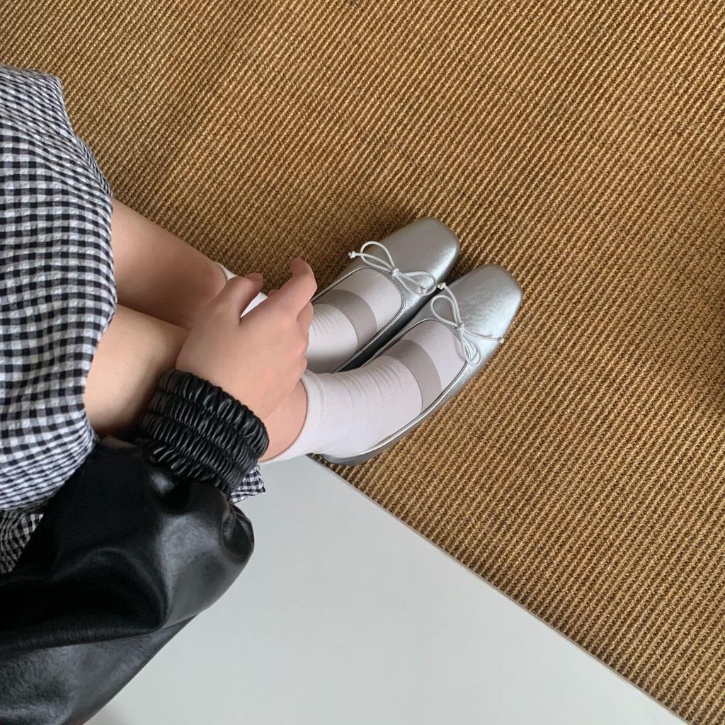 Korean Simple Style Elastic Belt Buckle Inner Height Increase Mary Jane Ladyshoes Spring and Autumn Ballet Single Shoes Are Not Tired Feet Small Lea