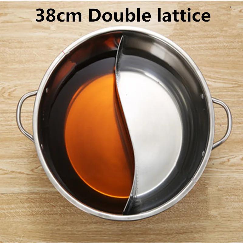 24-40cm Edelstahl 1,5mm Dicke Doppelohr Suppenkocher Hot Pot Twin geteiltes Kochgeschirr Zuhause Küche rund Induktionskocher