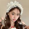 Lolita Cosplay Cat Ears Headband Lace Bow Headwear Sweet Lace Bow Ribbon Headdress For Women Hairpin Vintage Hair Accessories