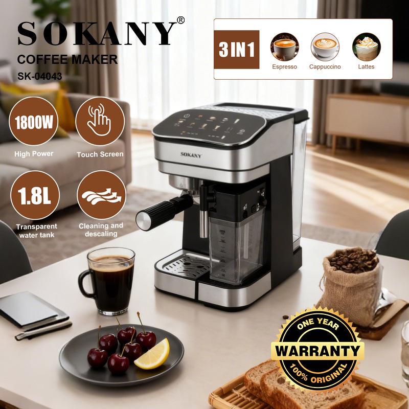 European Standard Semi-Automatic Espresso Machine with Touch Screen & Steam Milk Frother, 20pa.
