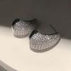 Korean Gold Zircon Water Drop Stud Earrings for Women Exquisite Elegant Thick Hollow Teardrop Earrings Wedding Jewelry