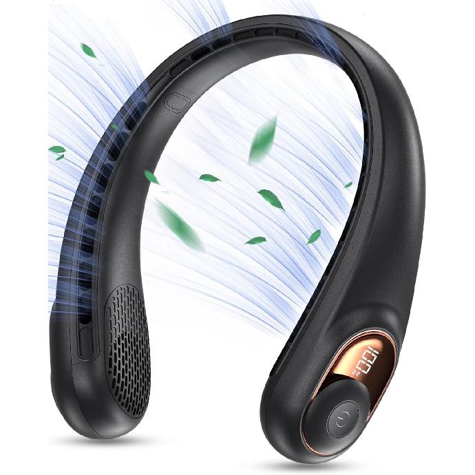 KIDEE Neck Fan, Portable Bladeless Neck Fans, Upgrade 360° Airflow, Super Quiet, 3 Speeds, 4000mAh Personal Wearable Neck Fan, Upgraded Cooling Air