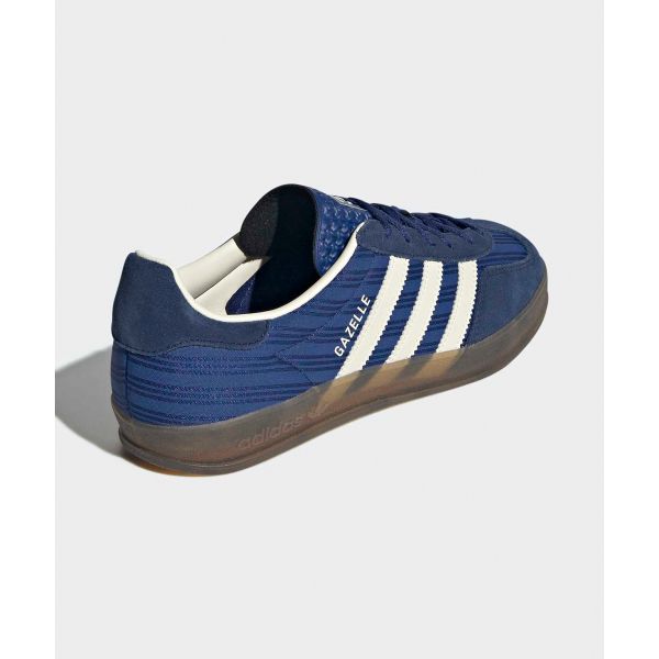 adidas Gazelle Indoor Blauw Streepje Satijn Dames Sneakers Victory-Blue Night-Indigo Cream-White JS1410