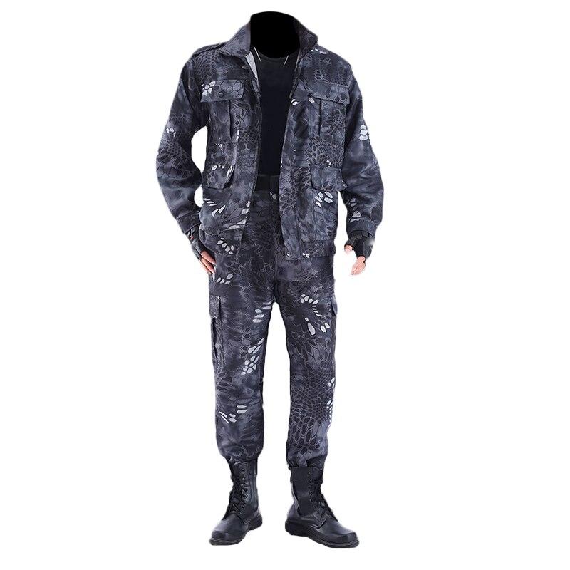 Men's Spring and Summer Soft and Thin Outdoor Suit Black Pattern Wear-resistant Overalls Labor Insurance Clothes