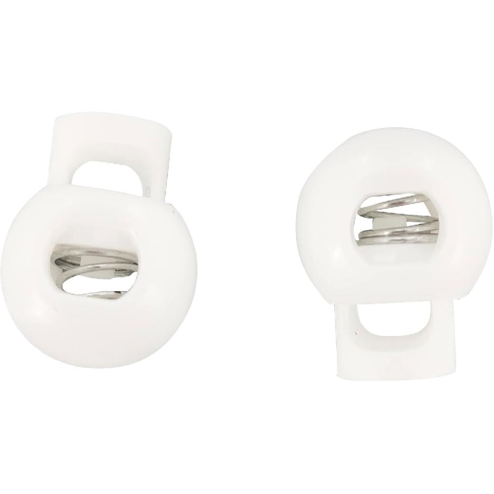 50 Pieces Spring Cord Lock Single Hole Cord Locks Round Toggle Stoppers Sliding Cord Fastener Locks End, White (L),Q2682