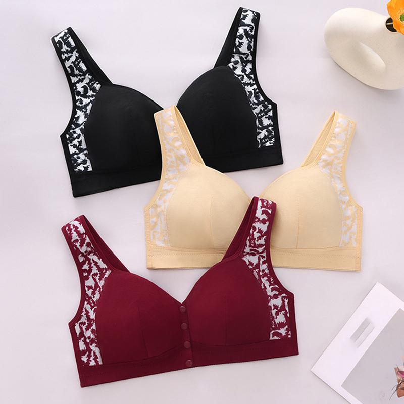 CINOON Damski Biustonosz Bez Fiszbinów z Zapięciem z Przodu w Dużych Rozmiarach z Nadrukiem Szerokie Ramiączka Biustonosz Push-Up Oddychający Miękki Braletka 1-7XL