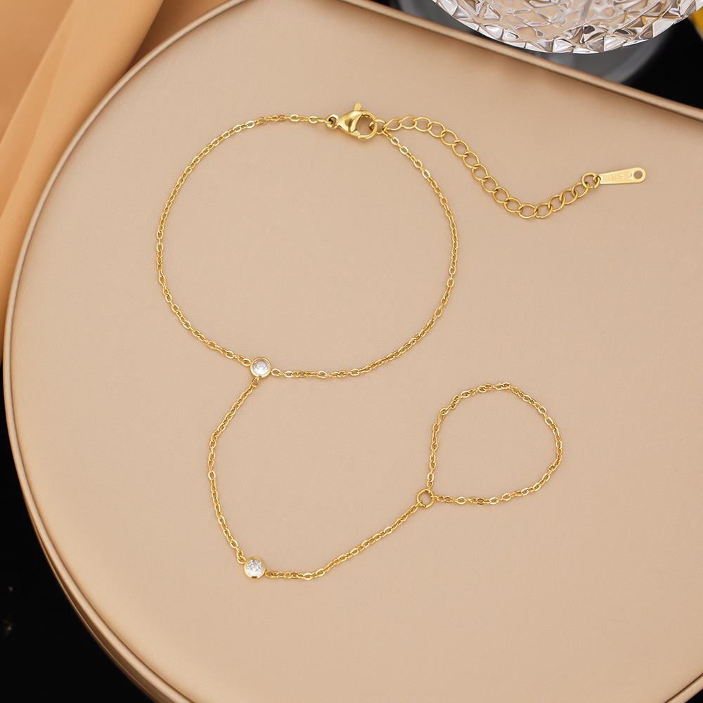 Gold-Plated Double Layer Thin Chain Stainless Steel Hand Chain Jewelry