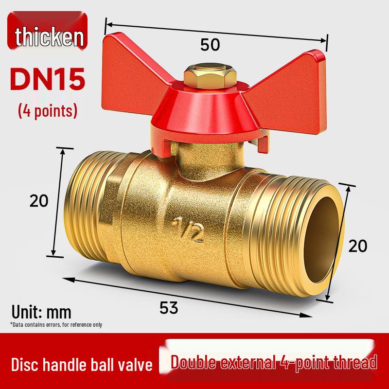 Heavy-Duty 1/2" Brass Ball Valve for Air and Water Pipes, Internal/External Thread