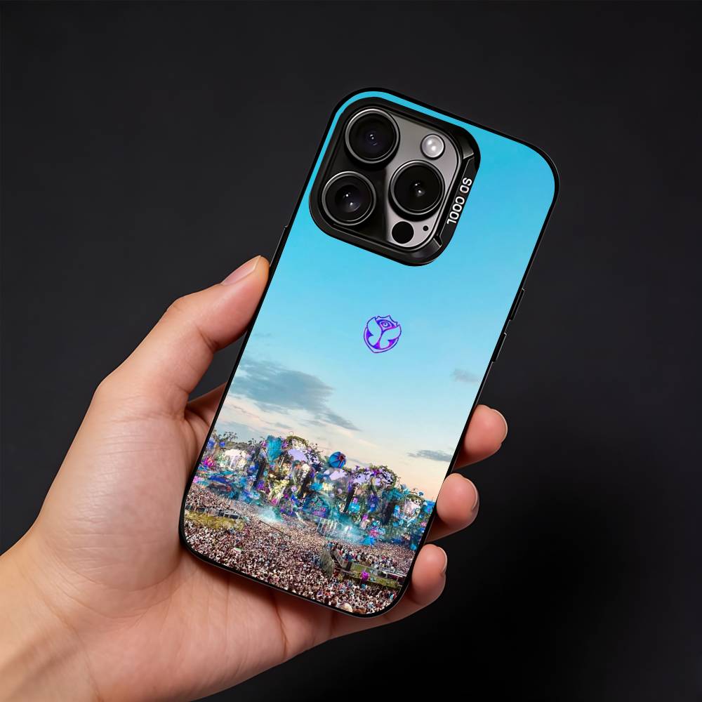 T-Tomorrowland Phone Case For iPhone17, 16,15,14,13,12 Pro Max Black Candy Matte Shockproof Cover