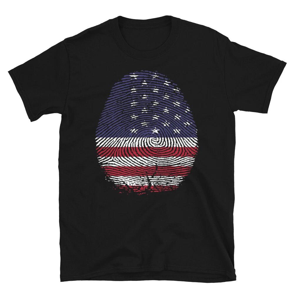 America USA Flag Fingerprint T-Shirt S