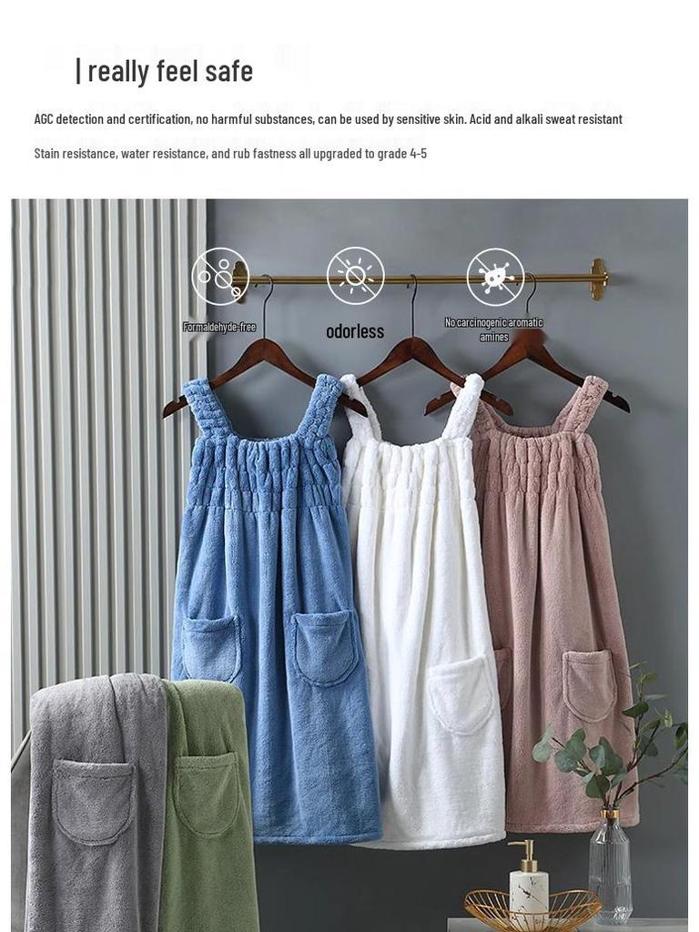 Women's Absorbent Bath Skirt Towel, Home Wearable and Wrapable, Perfect for Autumn and Winter Bathing.