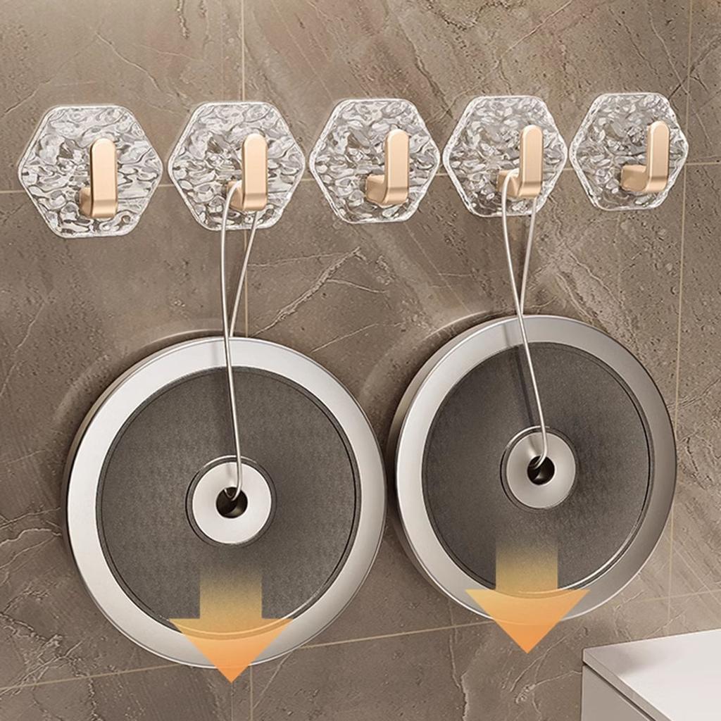 10 Pieces Adhesive Wall Hook Crystals Clear Without Nails Required Accessory for Towels Robes Kitchenwares Daily Use