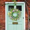 Artificial Flower Wreath Green Leaves Decorative Spring Hanging Garland for Front