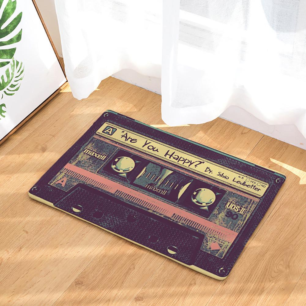 Vintage Cassette Tape Indoor Doormat Non Slip Door Floor Mats Carpet Rugs H77 Kitchen Mat Room Decoration Home Non-slip Pad Foot