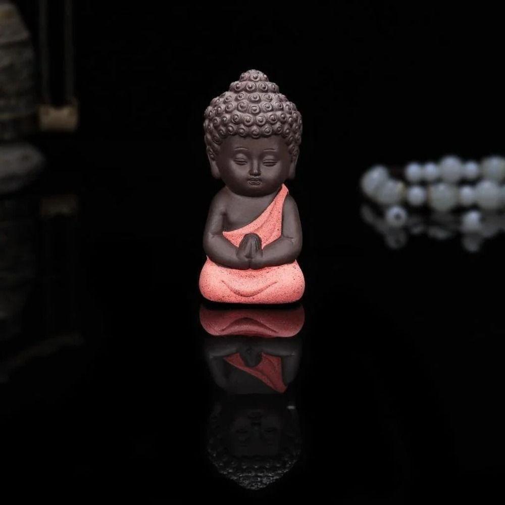 Ceramic Little Monks Tea Pet Chinese Style Mini Monk Figurines Creative Buddha Statue  Home
