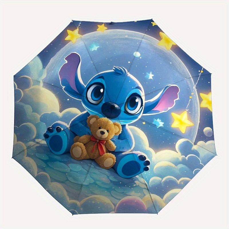 Stitch, Cloudscape Automatic Opening and Closing Umbrella  8 Ribs Windproof Portable Folding Umbrella, Suitable for Casual and Business Outings,for