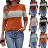 Women's Round Neck Casual Daily Color Blocking Long Sleeved Top