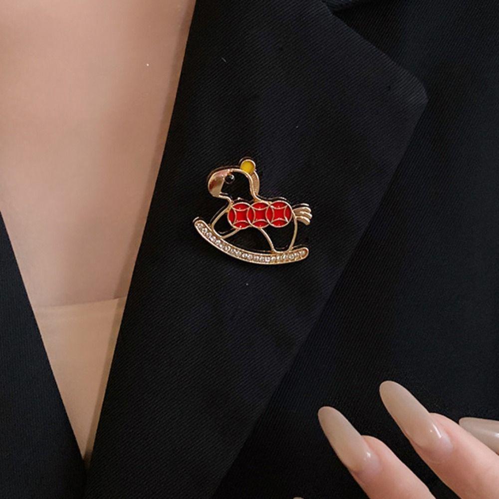 Rhinestone Little Horse Brooch Jewelry Accessories Animal Lapel Pins Luxury Zodiac Pony Pin  Unisex