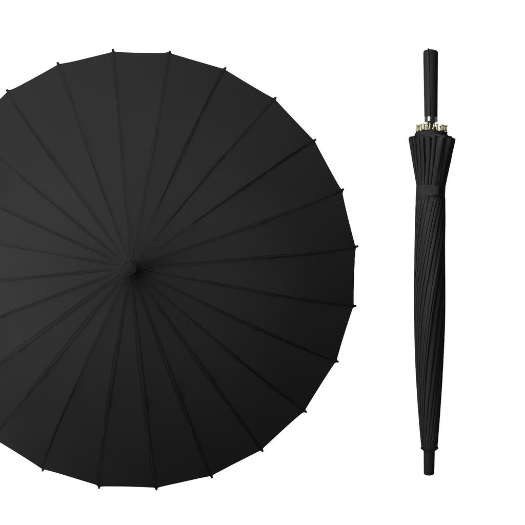 24-Speichen Farbwechselnder Langgriff-Regenschirm für Damen, Extra-Groß, Winddicht, Gebogener Griff, Herren-Stockgriff, Logodesign