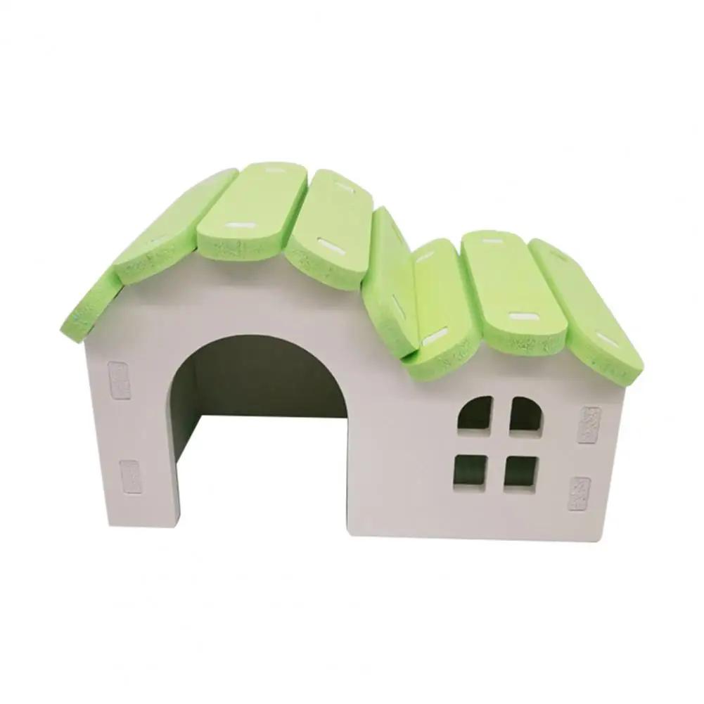 

Hamster House Hamster Villa Living Hut Ventilated Design Pet Landscaping Leisure Hedgehog for Golden Bear Rat зелёный
