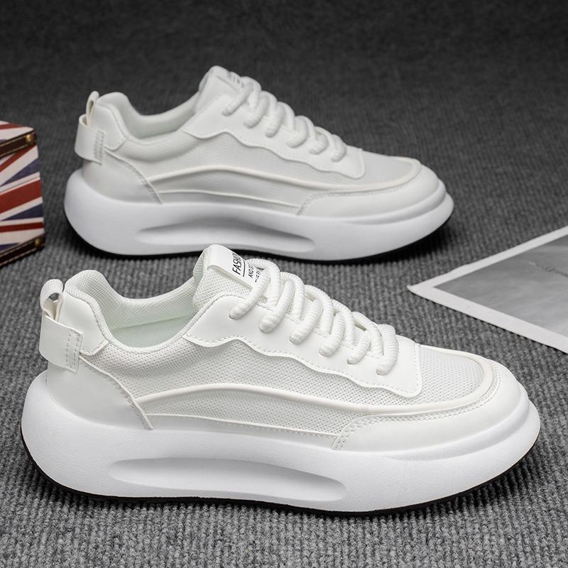Men's shoes new mesh breathable little white shoes trendy versatile low-top shoes thick-soled heightening shoes comfortable casual shoes