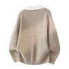 Dongjie No Logo Flus Spring Smoke Color Sweater Men's Fake Two-Piece Long Sleeve Loose Knit Top