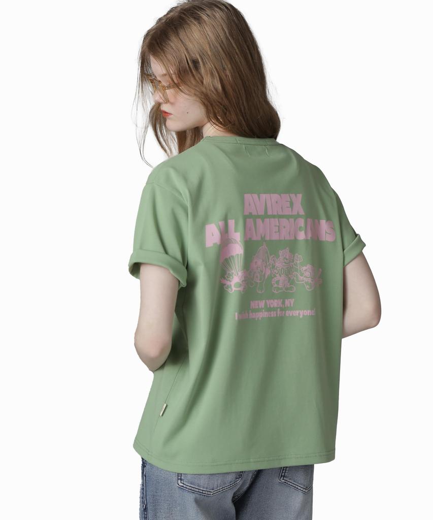 Avirex 50th Anniversary Animals Size Size Light T-Shirt, Women's, F, 130, Green, 783-5235603
