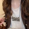 Collarbone Chain Leopard Leather Bag Necklace Storage Lipstick Jewelry Clavicle Chain  Women
