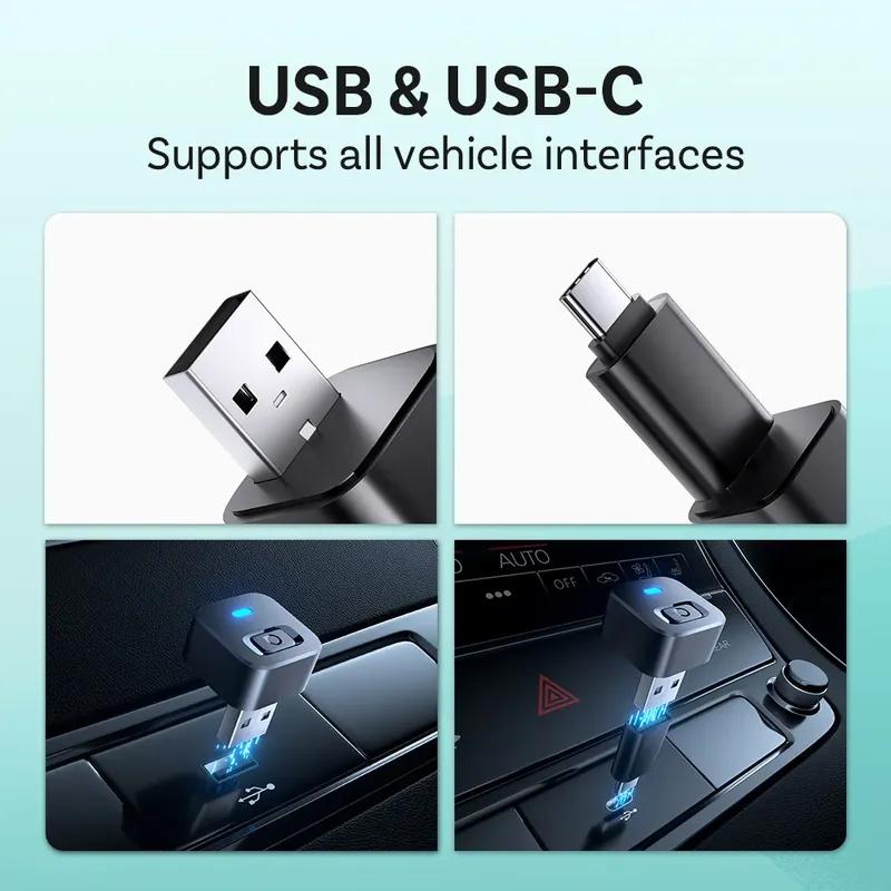 OTTOCAST Mini Dot Kabelloser CarPlay Android Auto Adapter 2 in 1 Dongle Wifi 5.2 Plug and Play Autozubehör für Totoya VW Benz