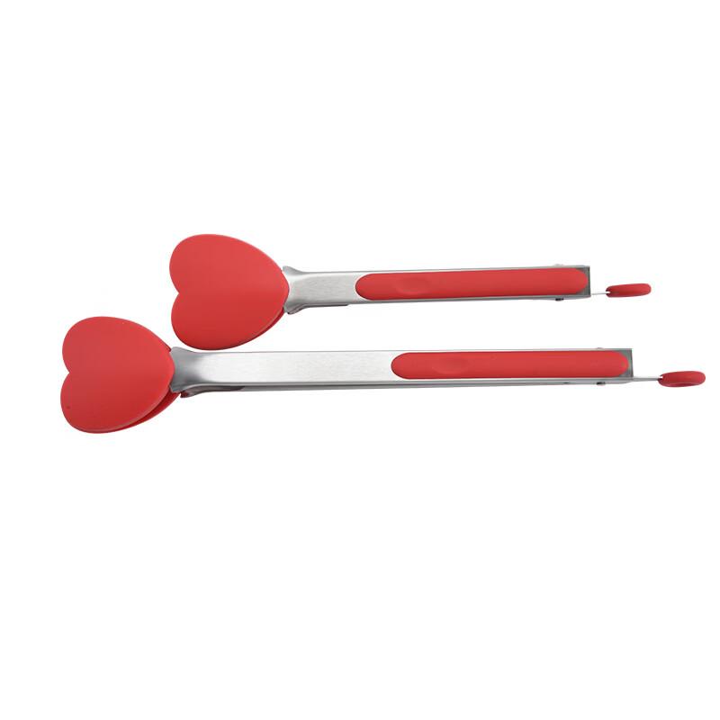 Wutuo 9-inch Heart-shaped Silicone Food Tongs (2-Pack)
