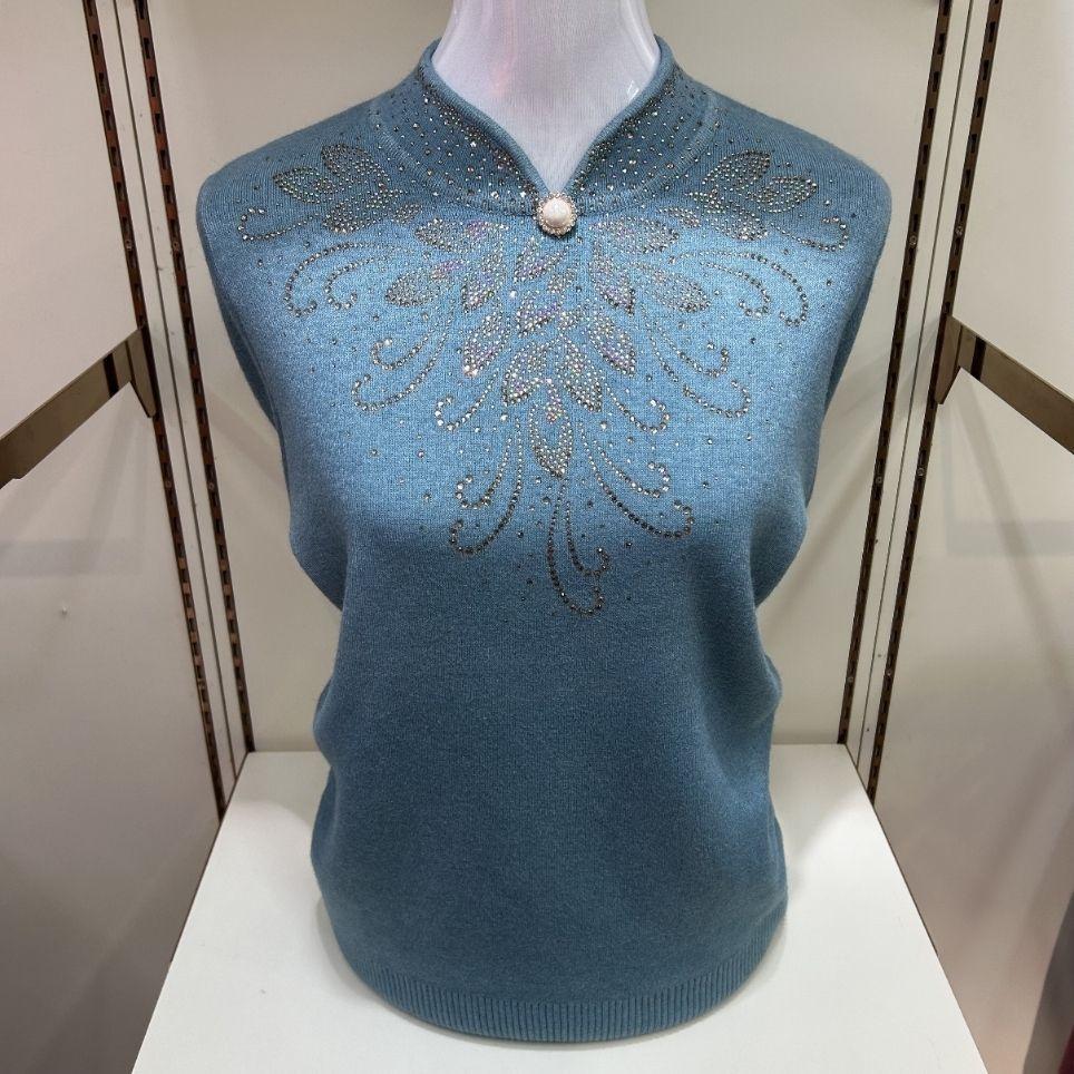 

Winter Women s Fleece Sweater Thick Loose-Knit Pullover Sweater Half-Turtleneck Rhinestone Flocked Plus Size Sweater 4XL синій