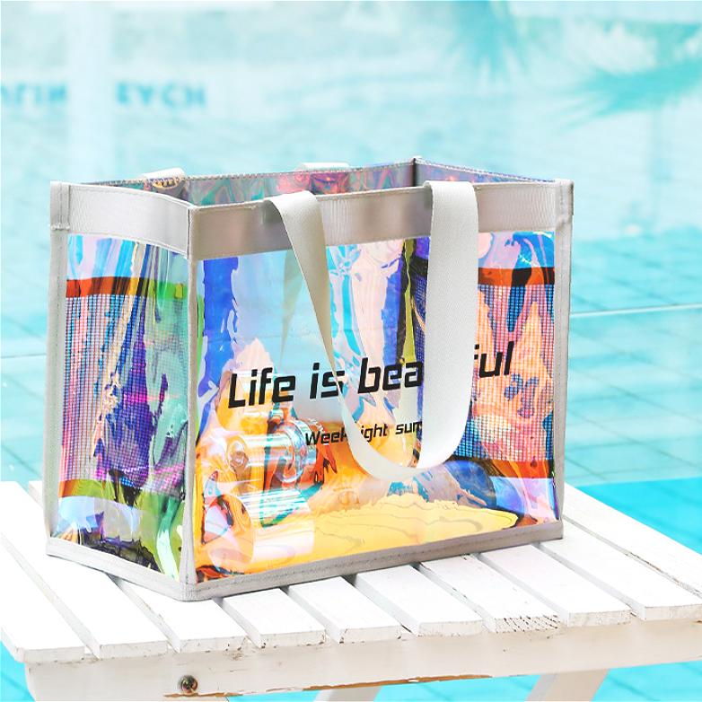 Transparente PVC Strandtasche Wasserdicht Große Kapazität Schwimmtasche Sommer Reise Aufbewahrung Handtasche für Damen