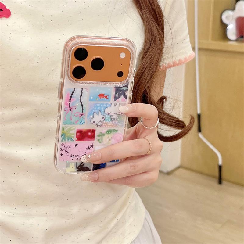 

Korean Style Patchwork Rabbit Phone Case for iPhone 17, 16 Pro Max, 15, and 14 iPhone 13